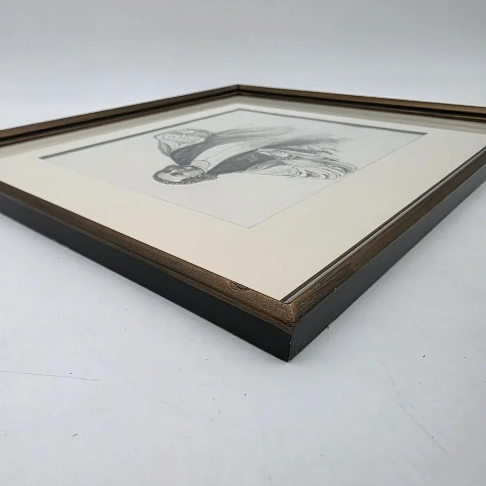 Framed Black & White Samuel Seabury Illustration Original Wooden Frame 11.5